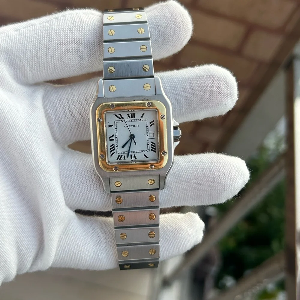 Cartier santos Carree 2961 Automatic two tone watch - Picture 13 of 15
